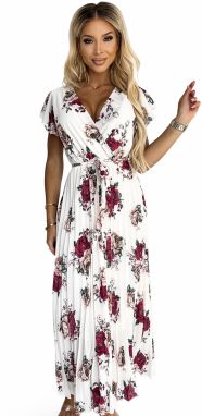 Pleated midi dress with a neckline and ruffles Numoco
