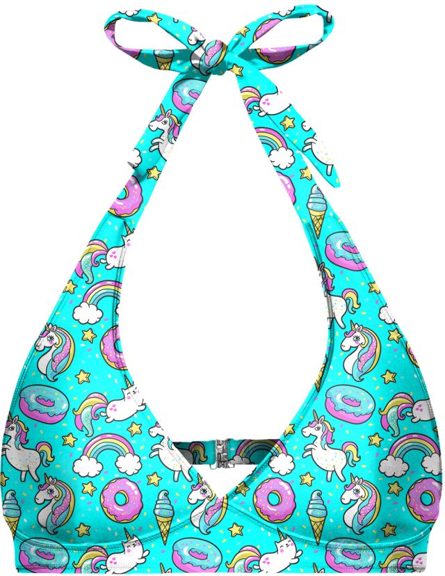 Aloha From Deer Woman's Teal I Die Halter Neck Bikini Top BTH AFD572