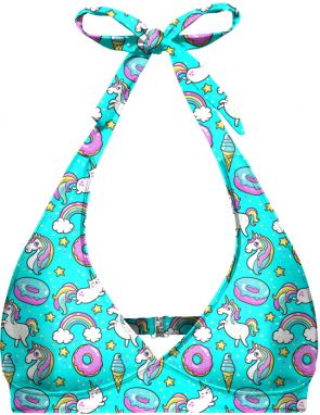 Aloha From Deer Woman's Teal I Die Halter Neck Bikini Top BTH AFD572