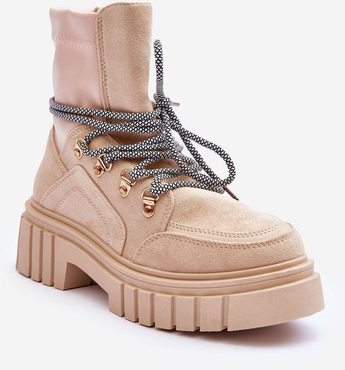 Women's Suede Lace-up Shoes Acorn Bežová