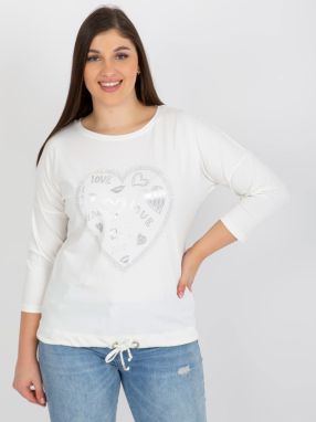 Ecru blouse plus size with application of rhinestones