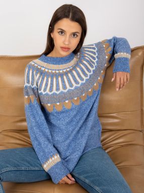 Classic blue sweater with pattern RUE PARIS