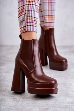 Women's Leather Boots with Solid Heels Jones Brown