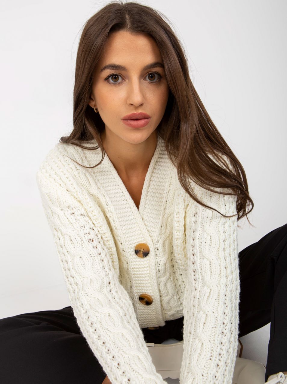 Ecru cardigan with big buttons RUE PARIS