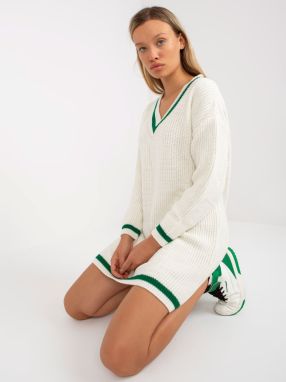White minidress, knitted with neckline in V RUE PARIS