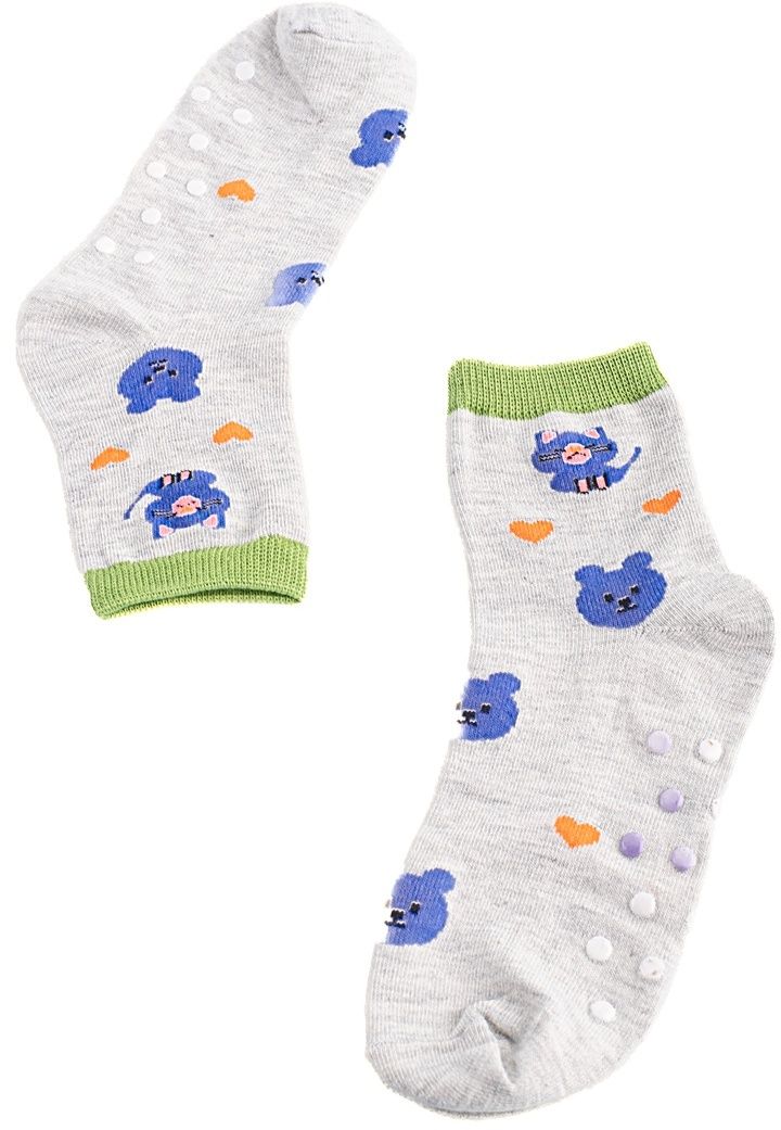 Non-slip Children's Socks Shelvt Gray Bears