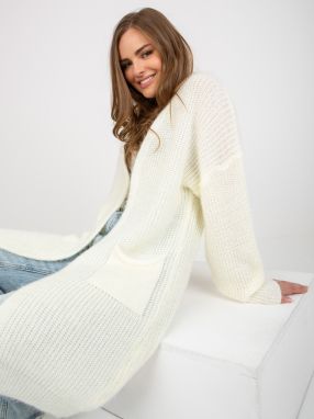 Ecru fluffy cardigan with pockets OCH BELLA