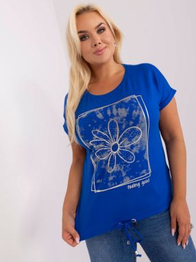 Cobalt blue oversized women's blouse with cuff