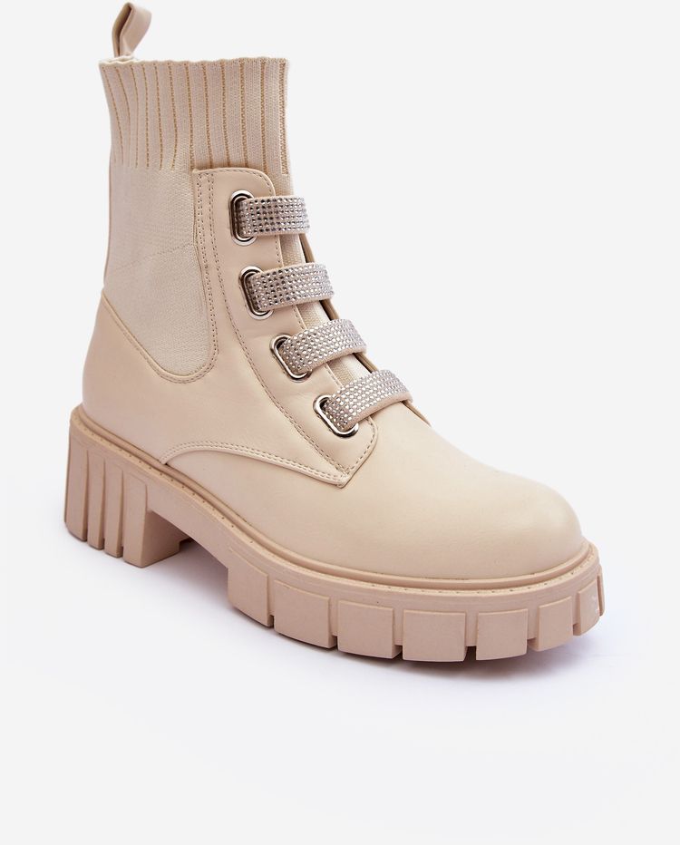 Beige work boots with an elastic upper Kasseis
