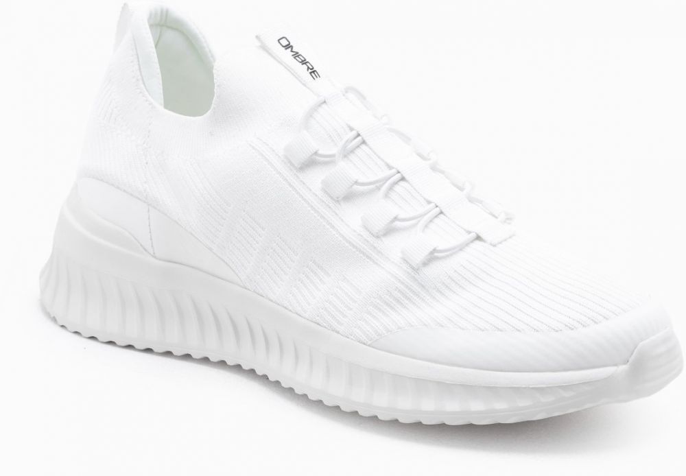 Ombre Men's ankle sneakers in combined materials - white and beige