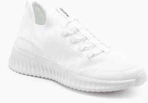 Ombre Men's ankle sneakers in combined materials - white and beige