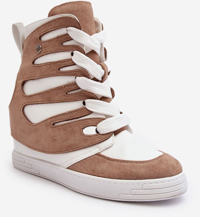 Beige leather wedge ankle boots Amria