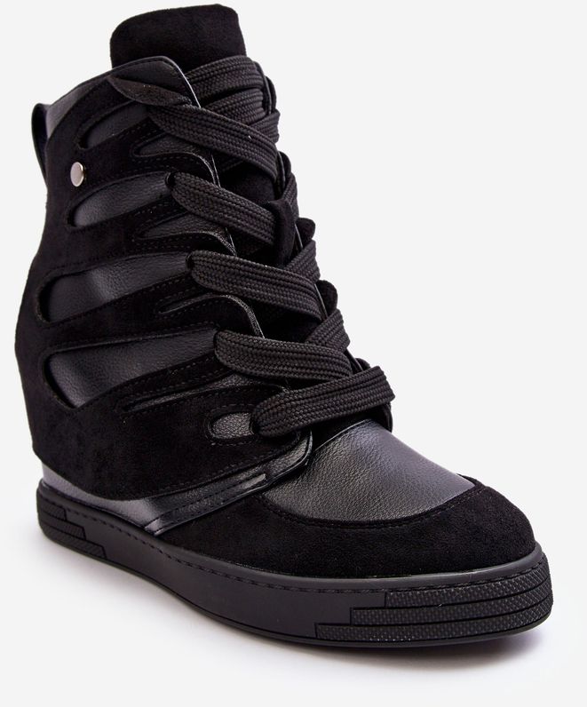 Leather wedge ankle boots, black Amria