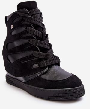 Leather wedge ankle boots, black Amria