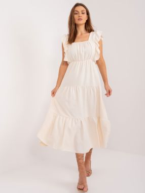 Light beige flared dress with ruffles