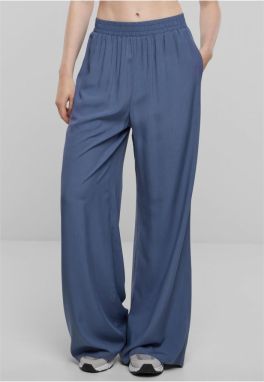 Women's viscose trousers with wide legs - blue