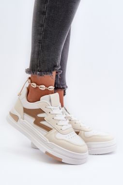 Women's platform sneakers made of eco leather, beige Lynnette