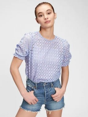 GAP Top eyelet puff sleeve Modrá