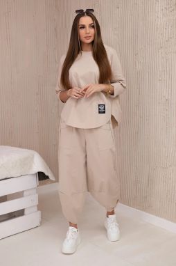 Set of new sweatshirt pants punto dark beige