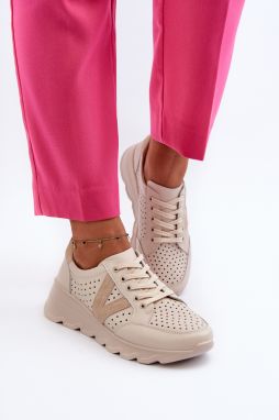 Women's leather lightweight sports shoes Beige Eleonori