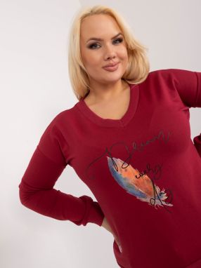 Burgundy cotton blouse plus size