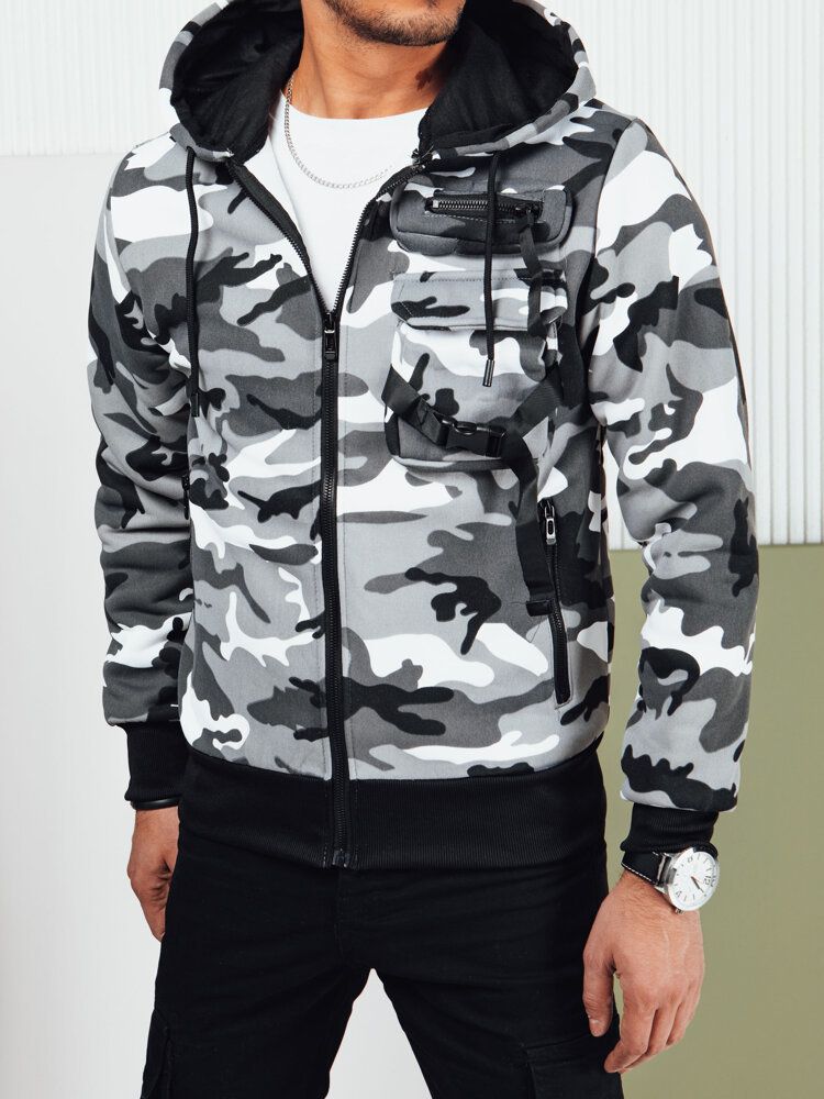 Men's camouflage sweatshirt with zipper, white, Dstreet