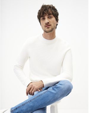 Biely pánsky basic sveter Celio
