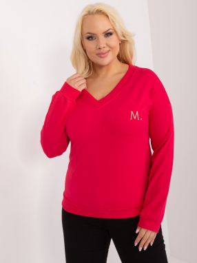 Red casual cotton blouse plus size