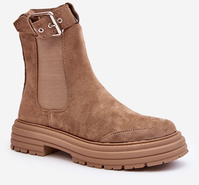 Chelsea suede boots on a solid sole, Ozaro Beige