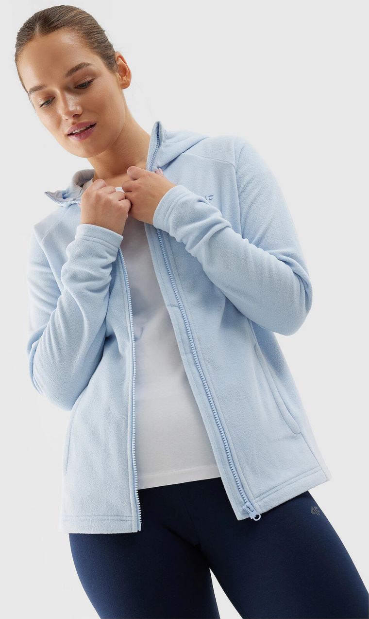Women's regular 4F hooded fleece - light blue