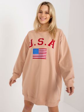 Long beige sweatshirt with print