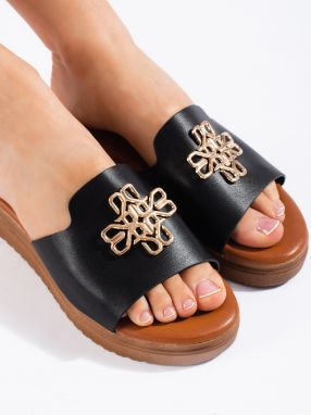 Shelvt Stylish women's black flip-flops