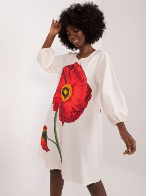 Cream trapeze dress with 3/4 sleeves
