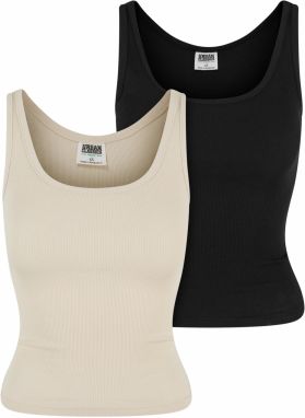 Women's Organic Basic Tank Top 2 Pack - White Sand + Black