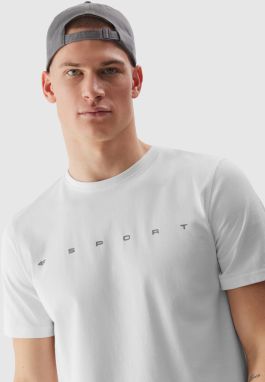 Men's T-shirt in a regular fit made of organic cotton with a 4F print - white