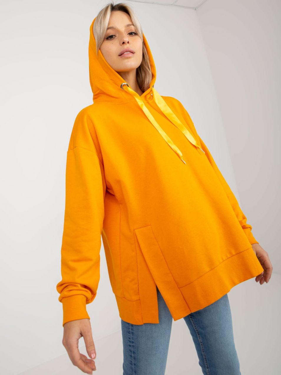 Dark yellow hoodie with slits
