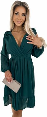 Chiffon long-sleeved midi dress with a Numoco neckline