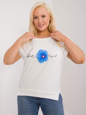Ecru plus size round neckline blouse