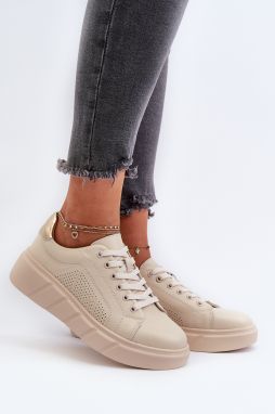Women's leather sneakers on a beige Gatira platform