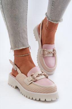 Women's flat-heeled sandals with a Beige D&A embellishment