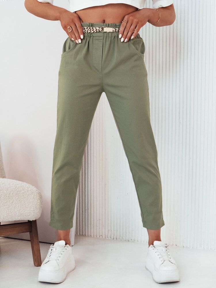 Women's fabric trousers ERLON, green Dstreet