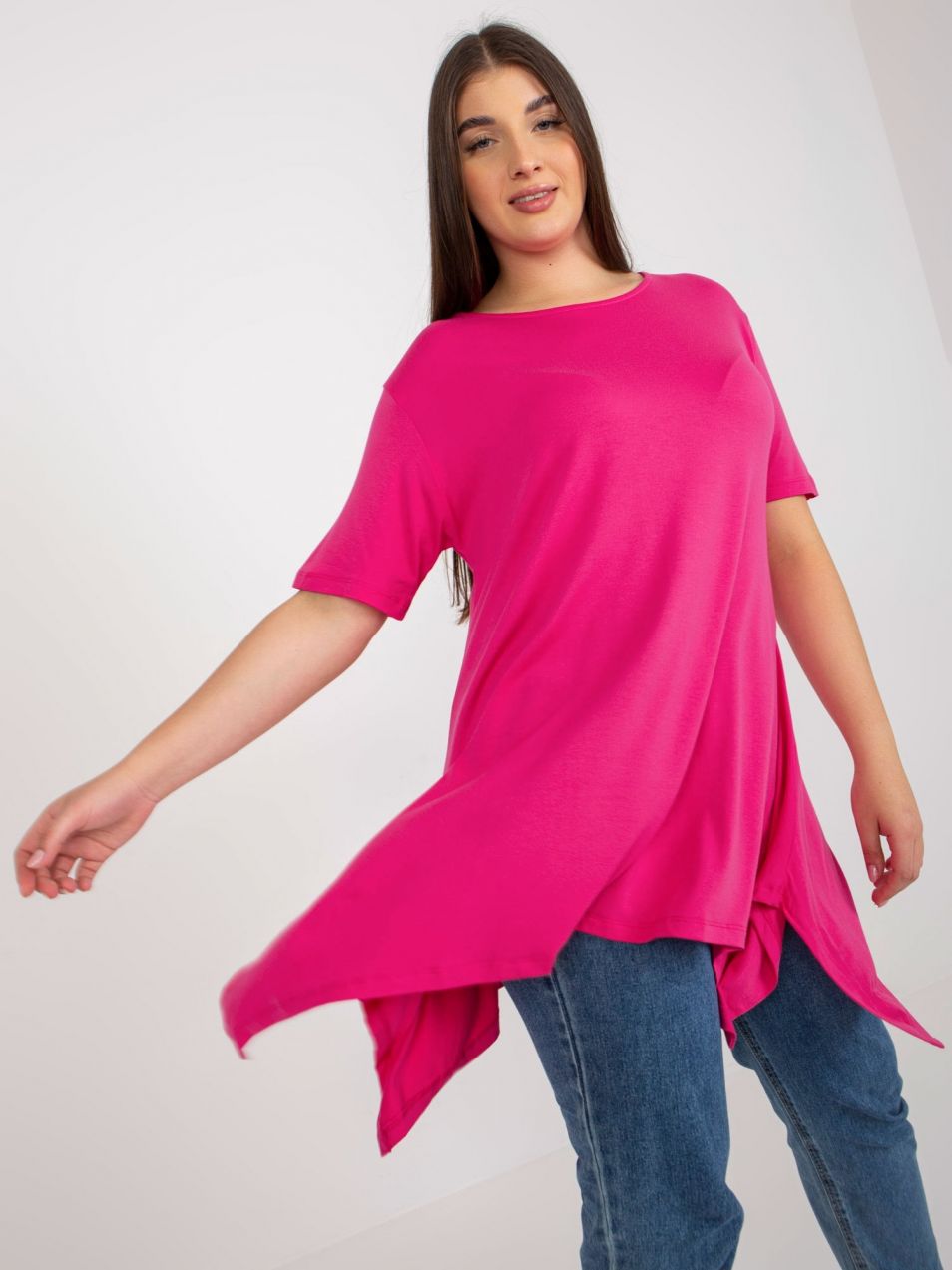 Fuchsia smooth viscose blouse of larger size