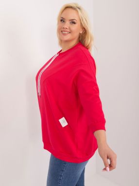 Red loose blouse plus size with stitching