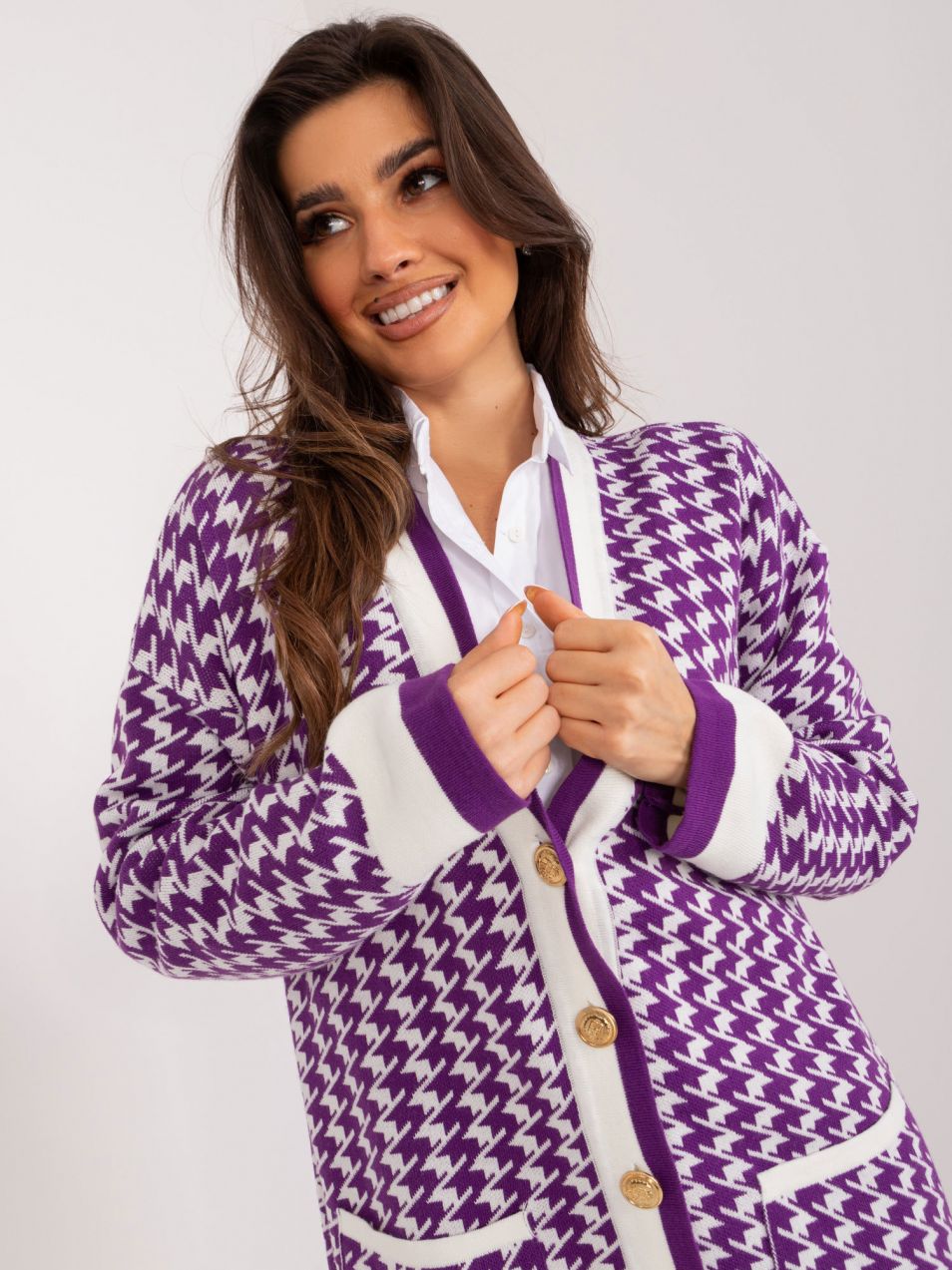 Purple-white elegant cardigan