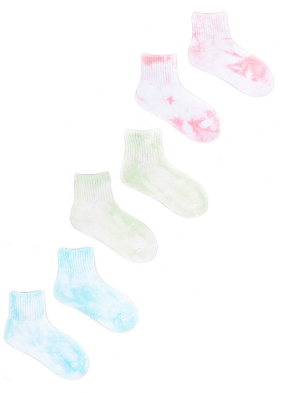 Yoclub Detské Dievčenské Bavlnené Ponožky po Členky Tie Dye 3-Pack SKS-0091U-0000