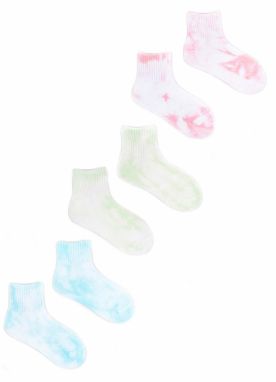 Yoclub Detské Dievčenské Bavlnené Ponožky po Členky Tie Dye 3-Pack SKS-0091U-0000