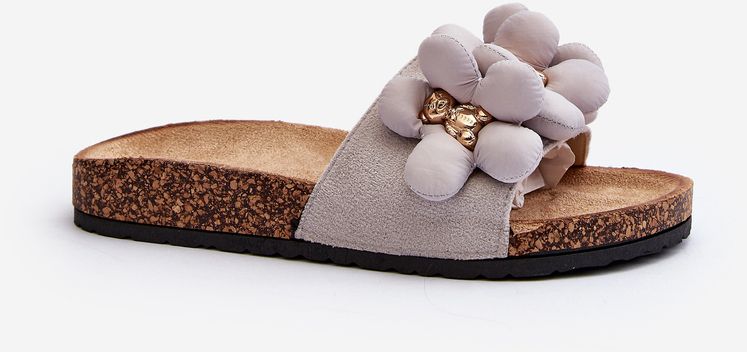 Women's slippers with embellishments grey Bunlia