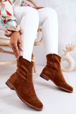 Suede women's openwork shoes Camel Lemar