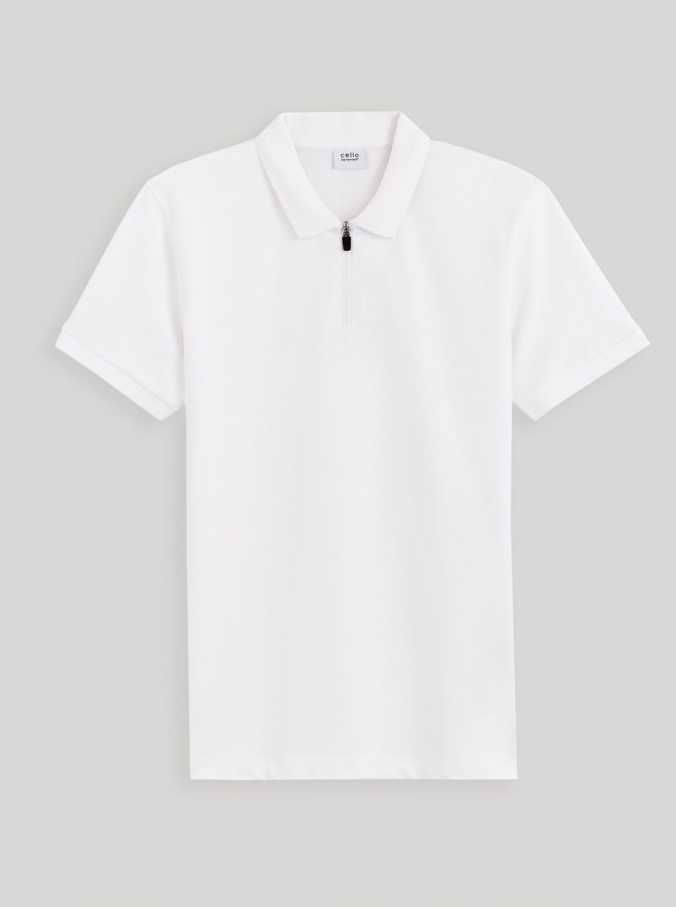 Biele pánske basic polo tričko Celio Gebenoit