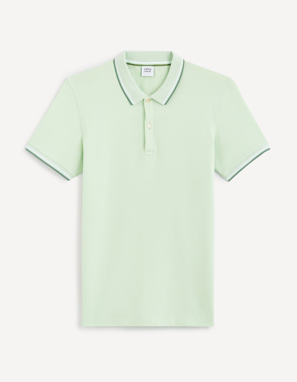 Mentolové pánske basic polo tričko Celio Decolrayeb